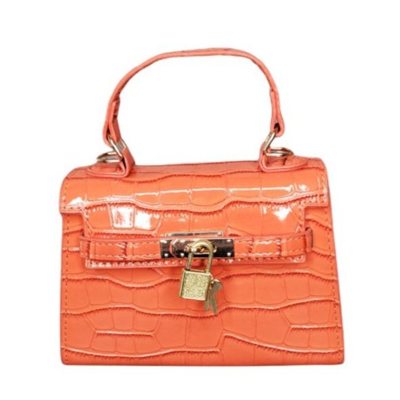 Mini Kelly Croc Birkin-Style Bag Small Orange. Hot Seller!! - Picture 3 of 6